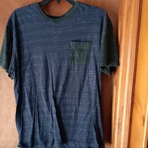 Matix Navy Tee with Forest Green Pocket & Sleeves